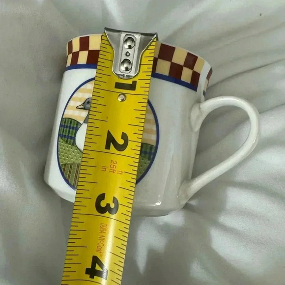 Vintage Goose Duck Bird Coffee Mug Cup Checkered Border 90’s Country Farmhouse - Picture 7 of 7